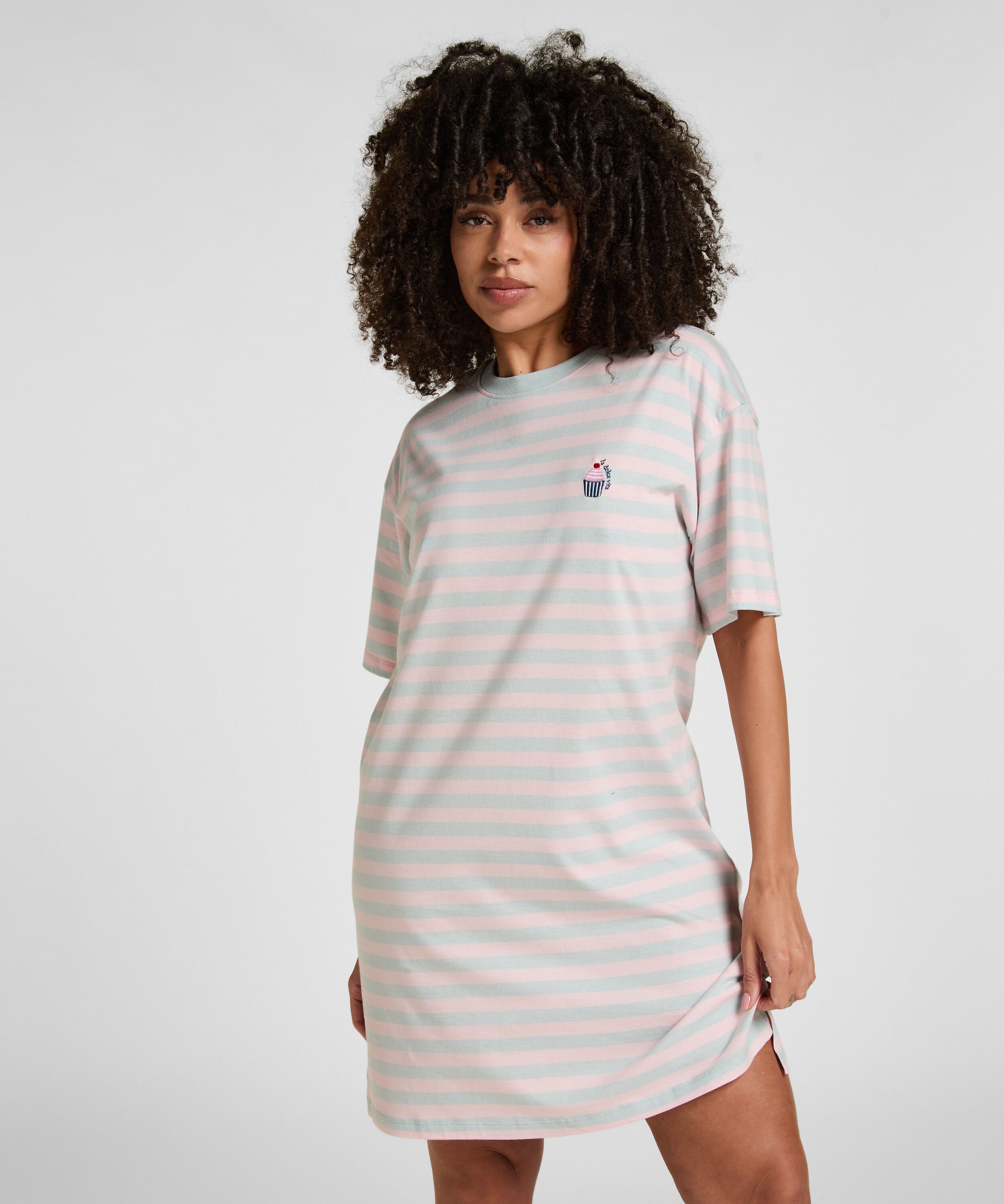 Koszula nocna z okrągłym dekoltem, Niebieski