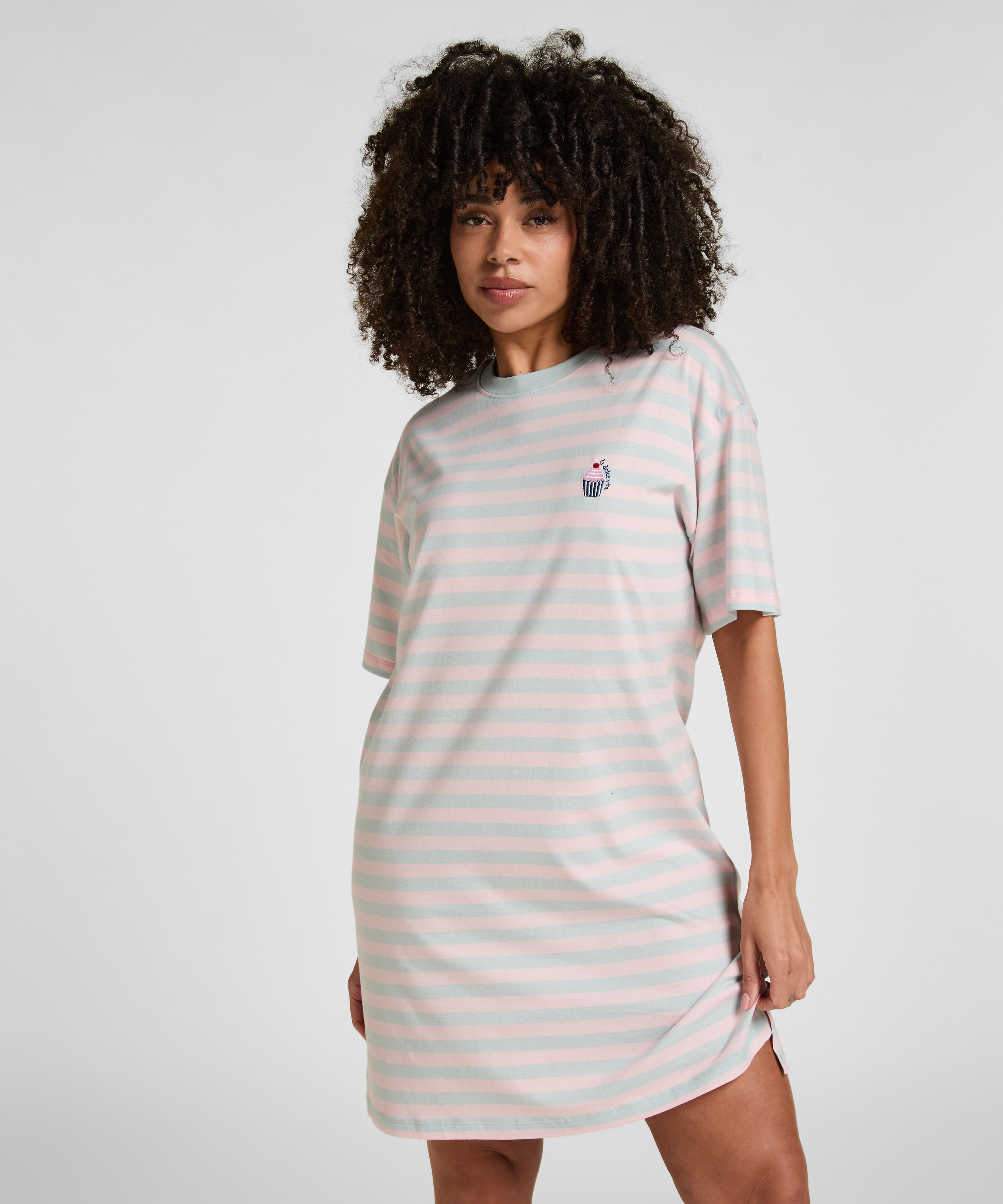 Koszula nocna z okrągłym dekoltem, Niebieski, main