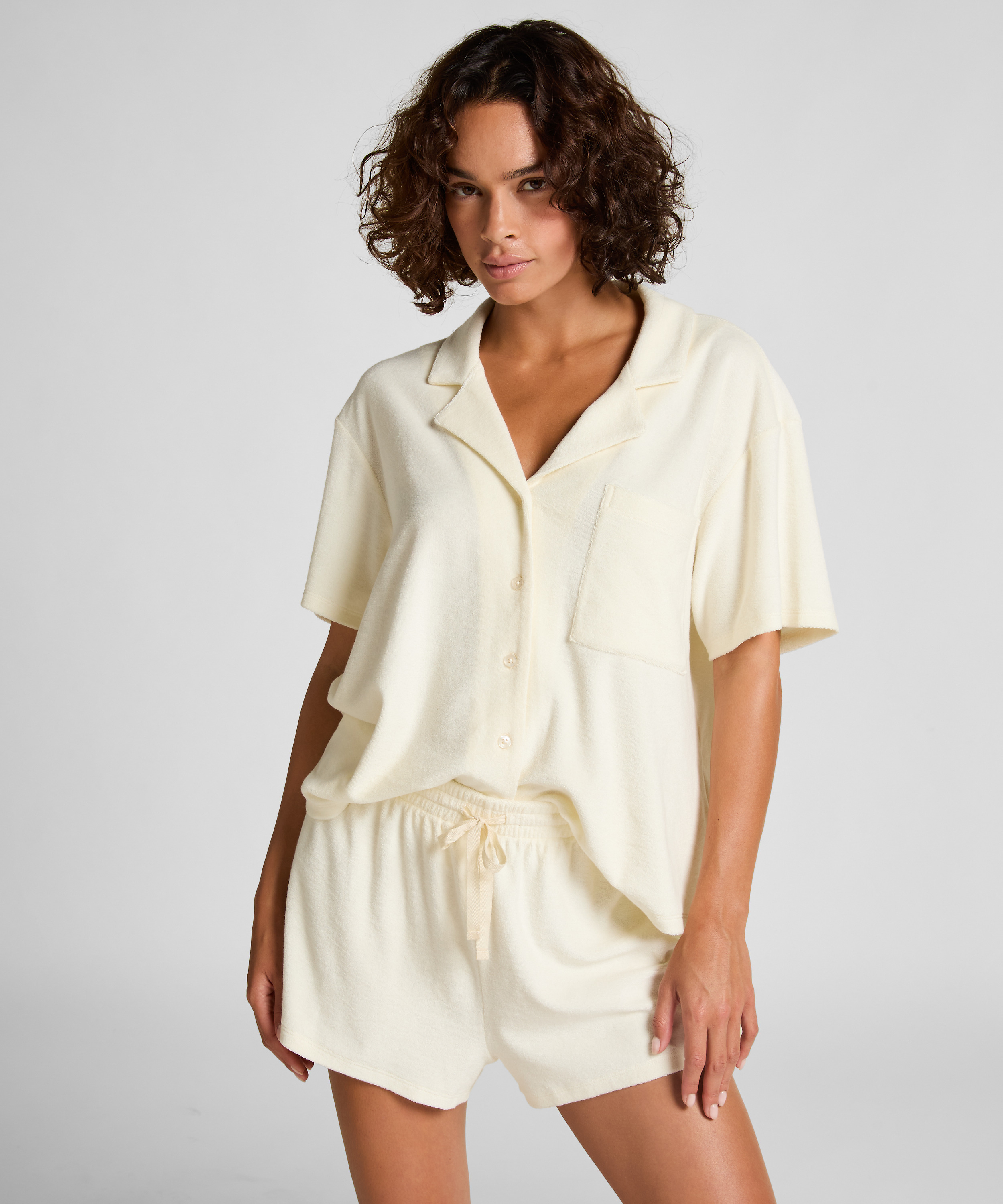 Szorty z materiału frotte, Biały, main