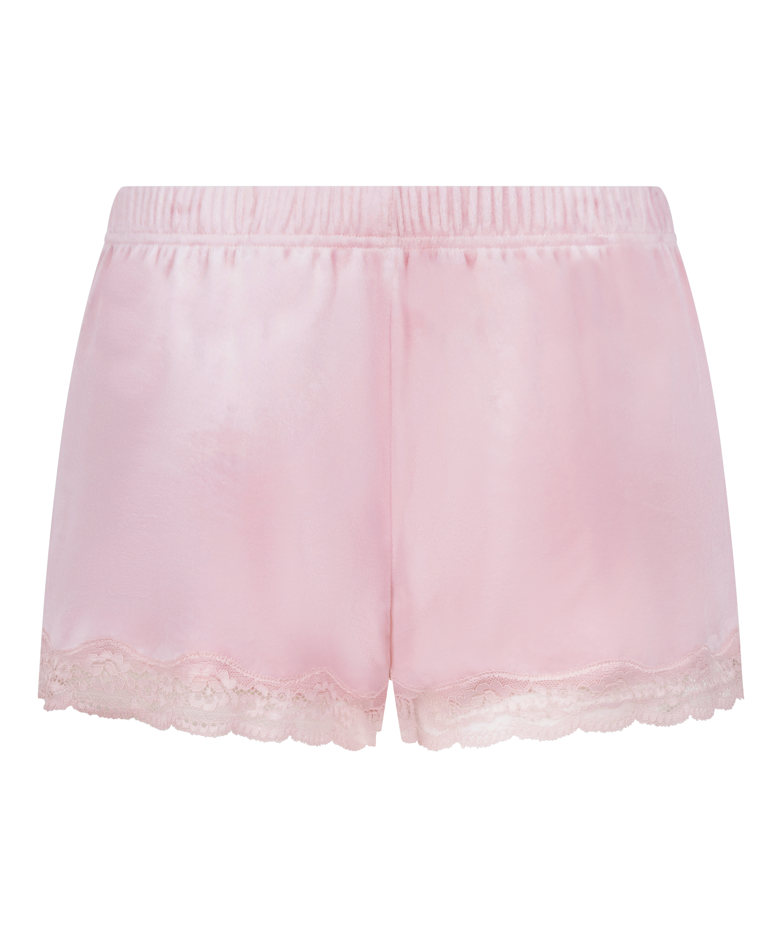 Błyszczące welurowe szorty z koronką, Fioletowy, main