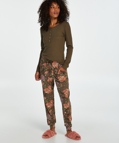 Wysokie spodnie od piżamy z kwiatowym motywem Ditzy, Zielony