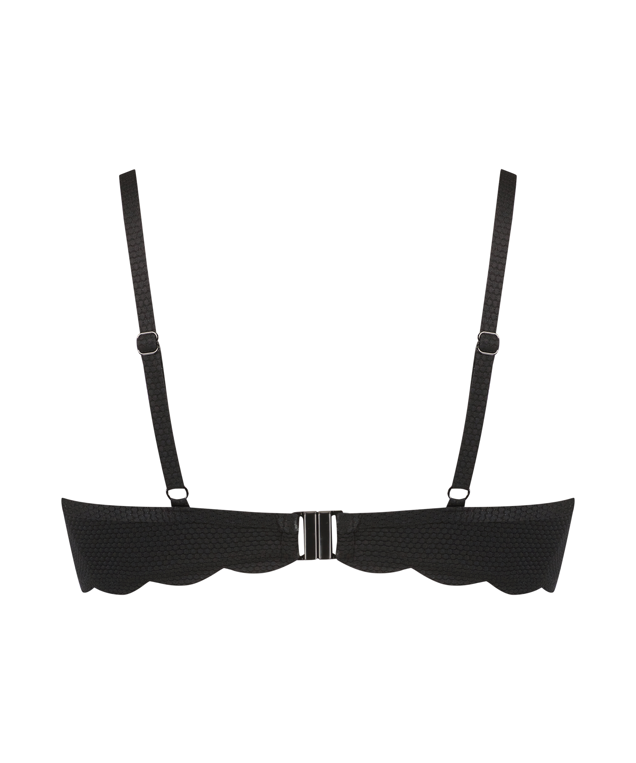 Usztywniany top bikini z fiszbinami Scallop, Czarny, main
