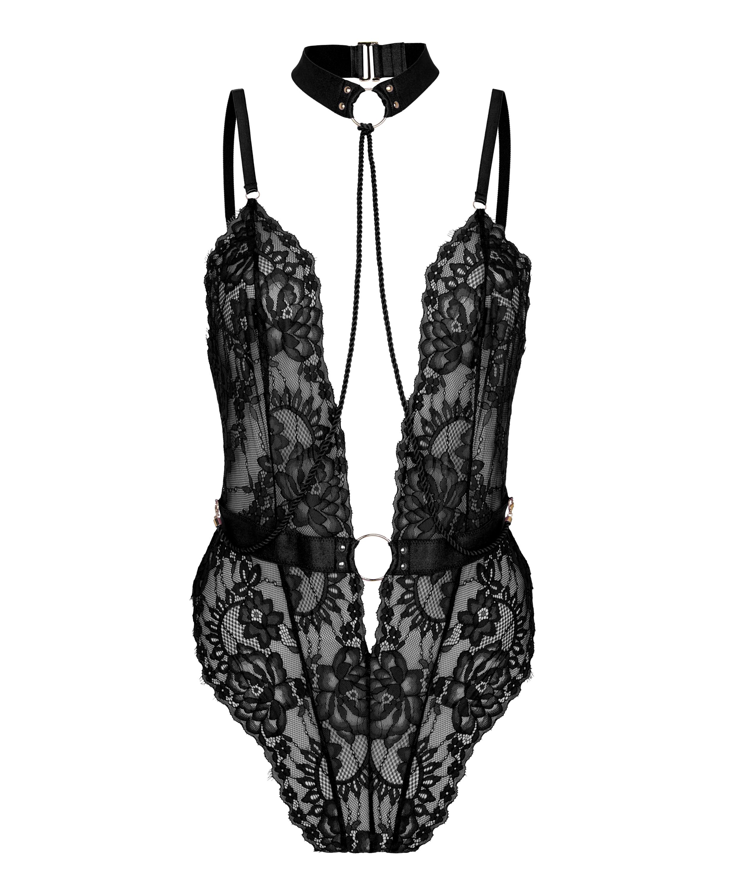 Body z otwartym krokiem Brandy Private, Czarny, main