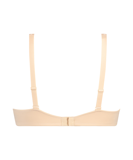 Satynowy nieusztywniony biustonosz z fiszbinami, Beżowy