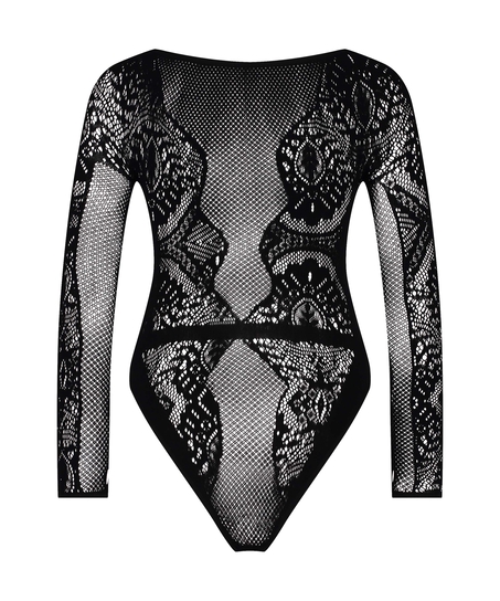 Body Scallop Floral, Czarny