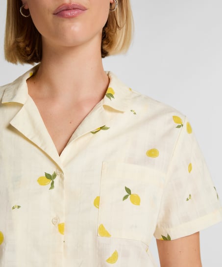 Kurtka Piżamowa Cytrynowa, Biały