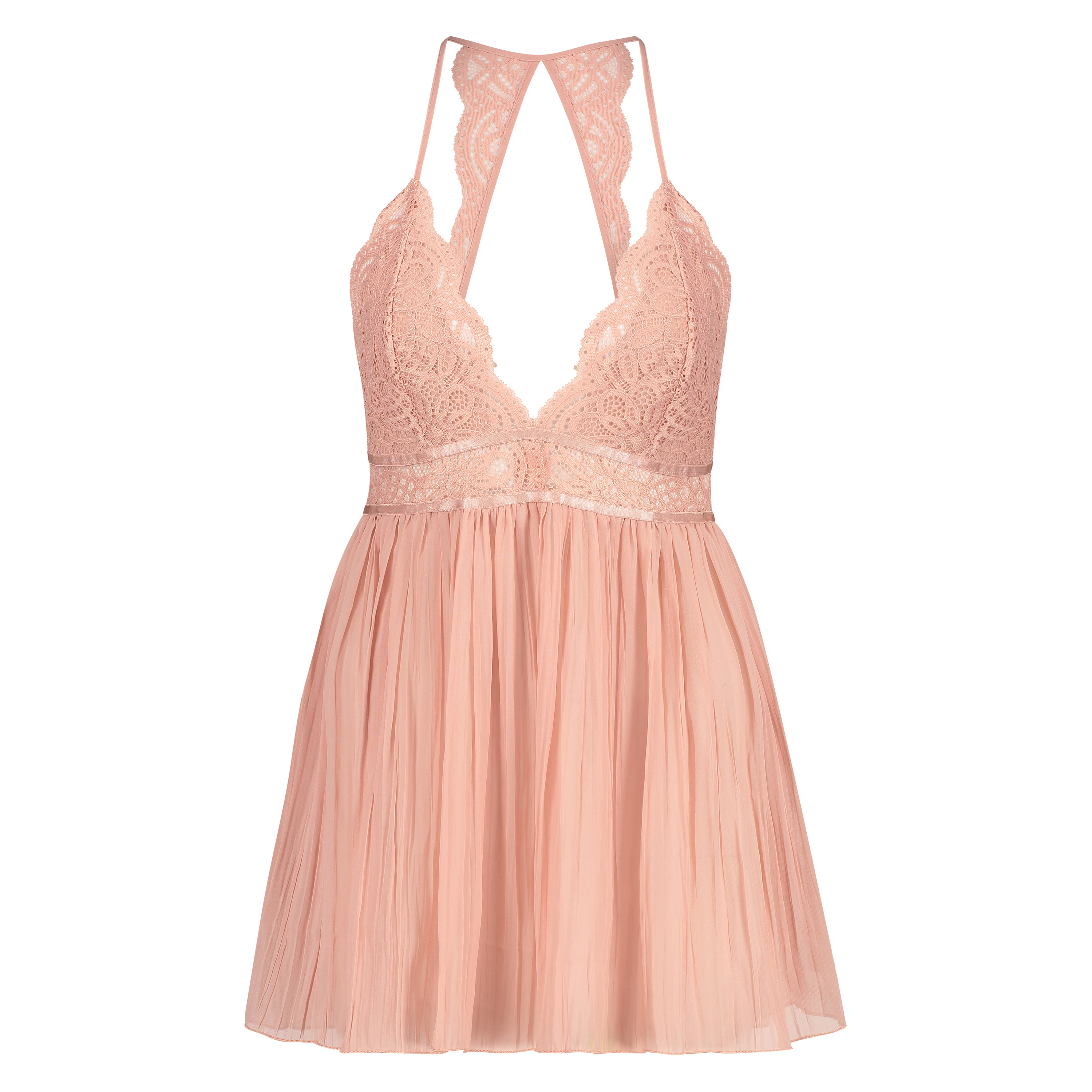 Szyfonowa sukienka babydoll, Beżowy, main