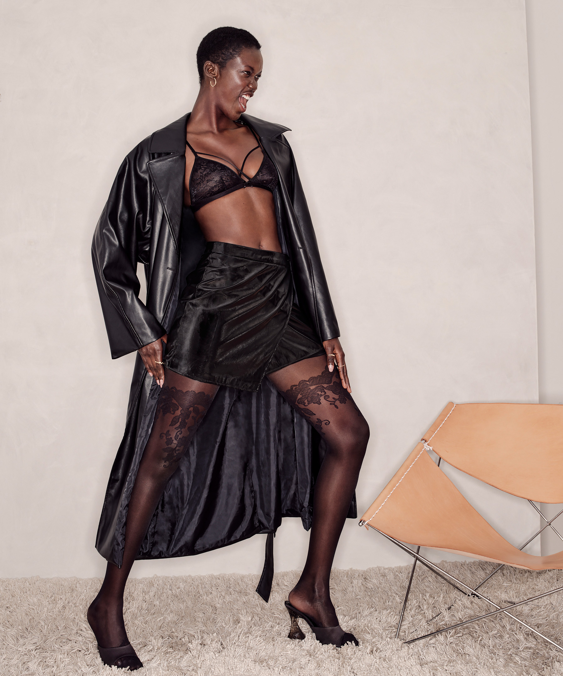 Rajstopy Floral 20 Denier, Czarny, main