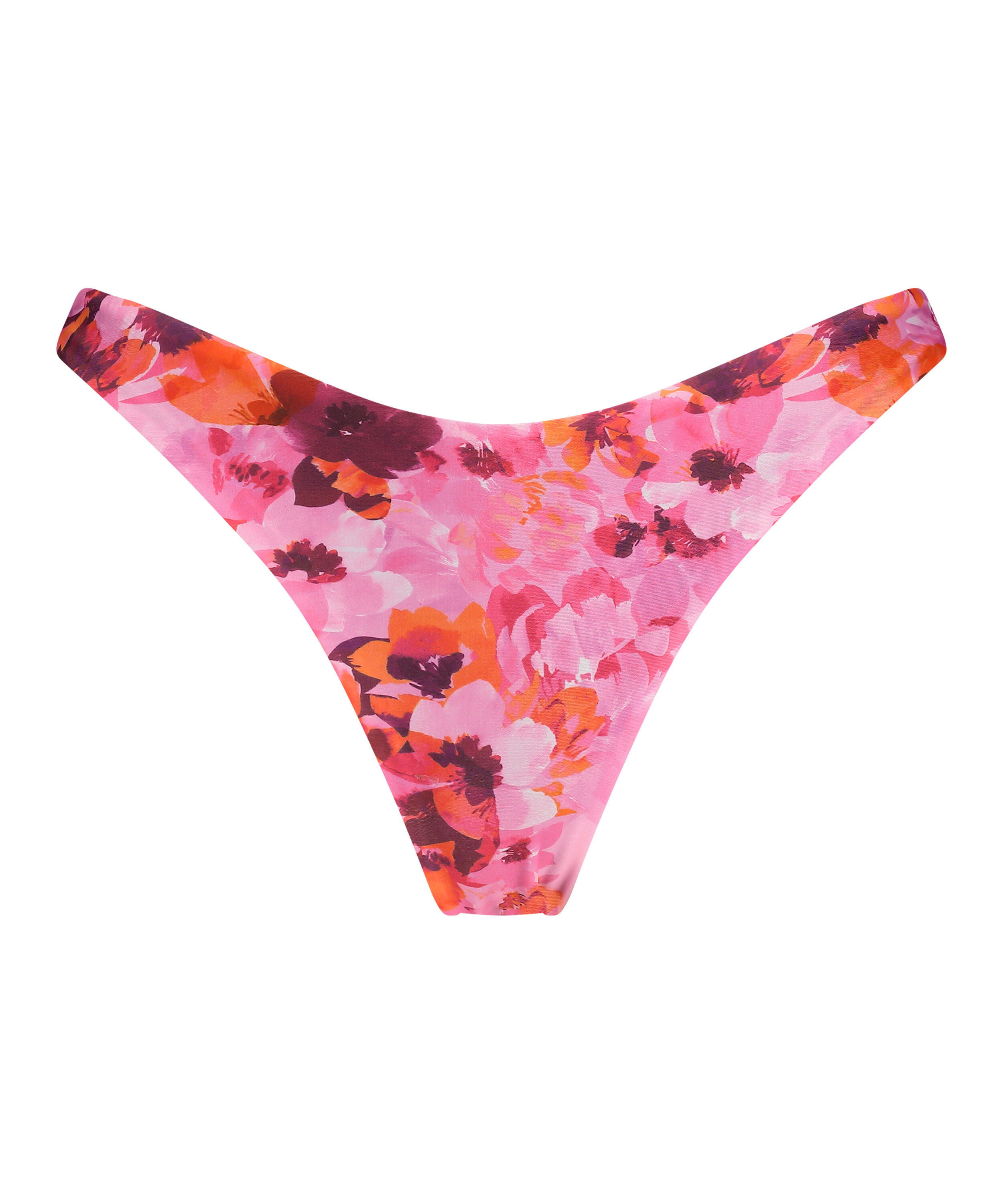 Majtki Bikini Wysoko Krojona Floral, R&oacute;żowy