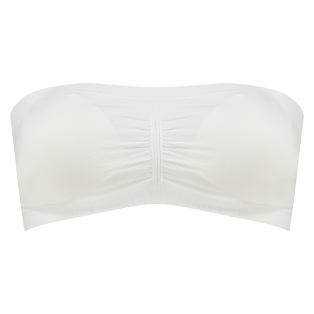 Bezszwowy top bandeau, Biały