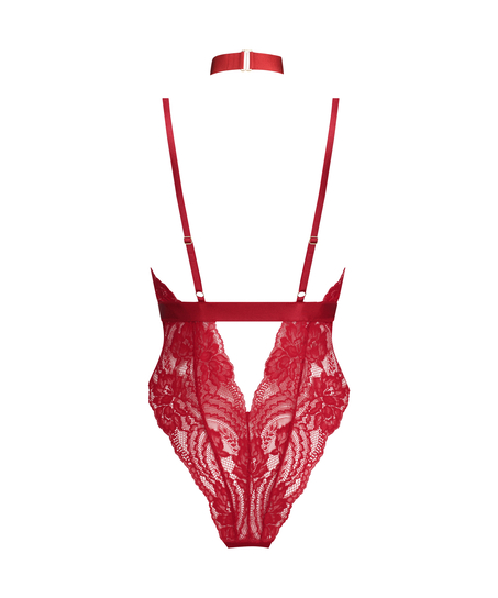 Body z otwartym krokiem Brandy Private, Czerwony