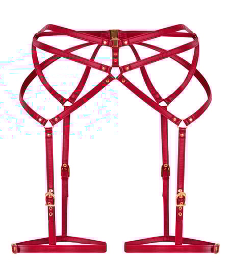 Private Pas do pończoch ze sztucznej skóry, Czerwony