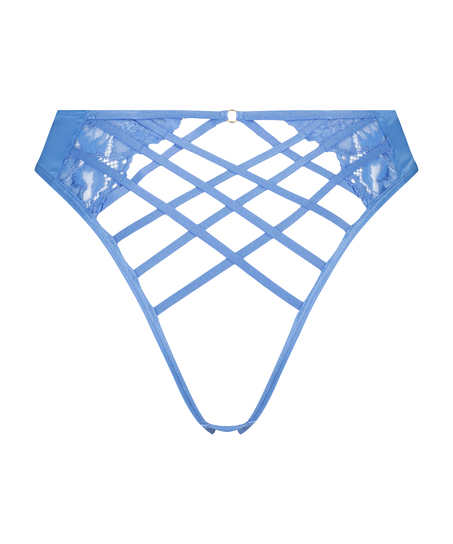 Wysoko wycięte brazyliany z odkrytym kroczem Extrovert, Niebieski