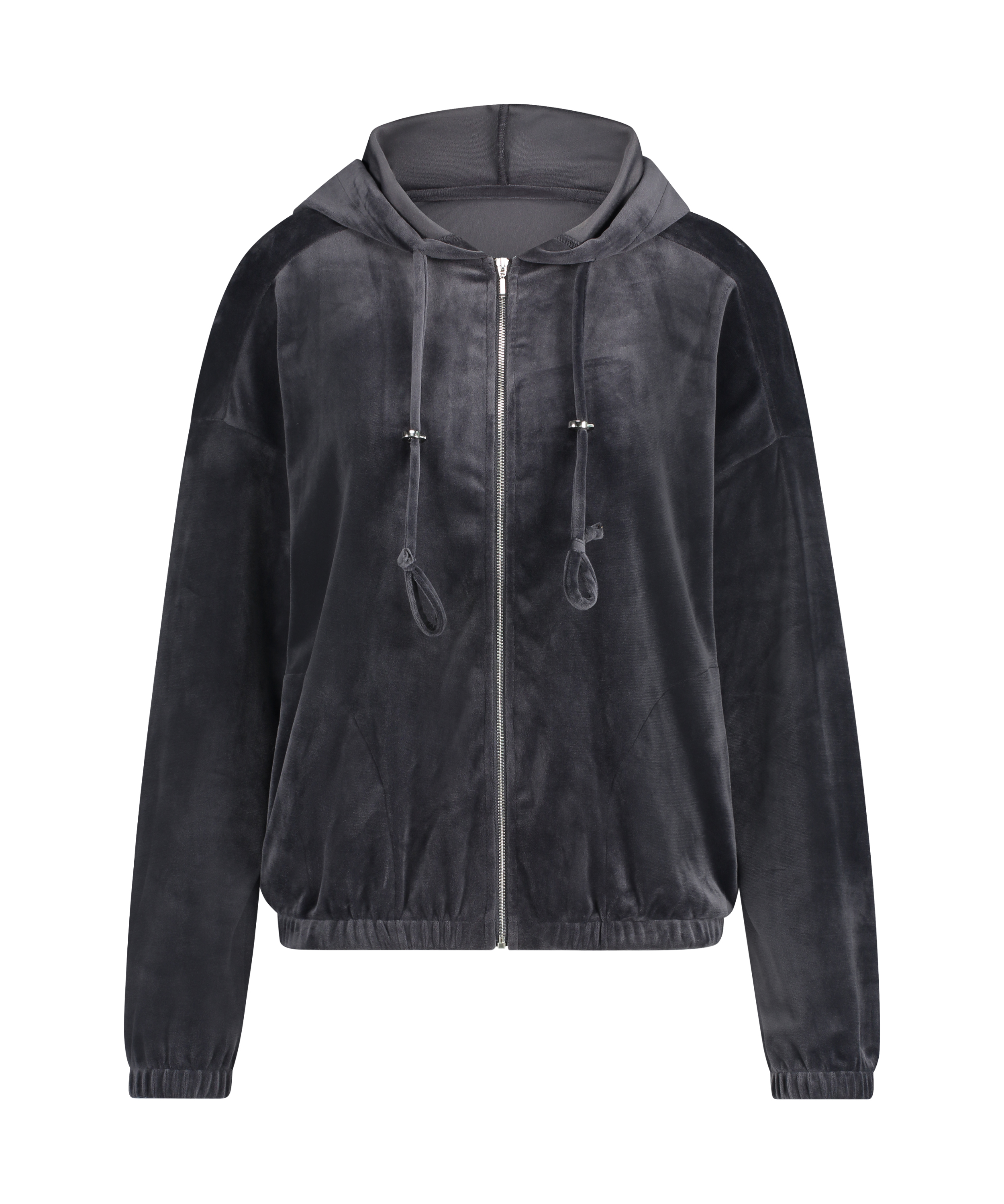 Velvet hoodie jacket, Szary, main