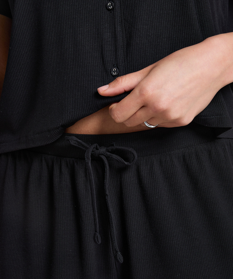 Szorty Essential Rib z dżerseju, Czarny