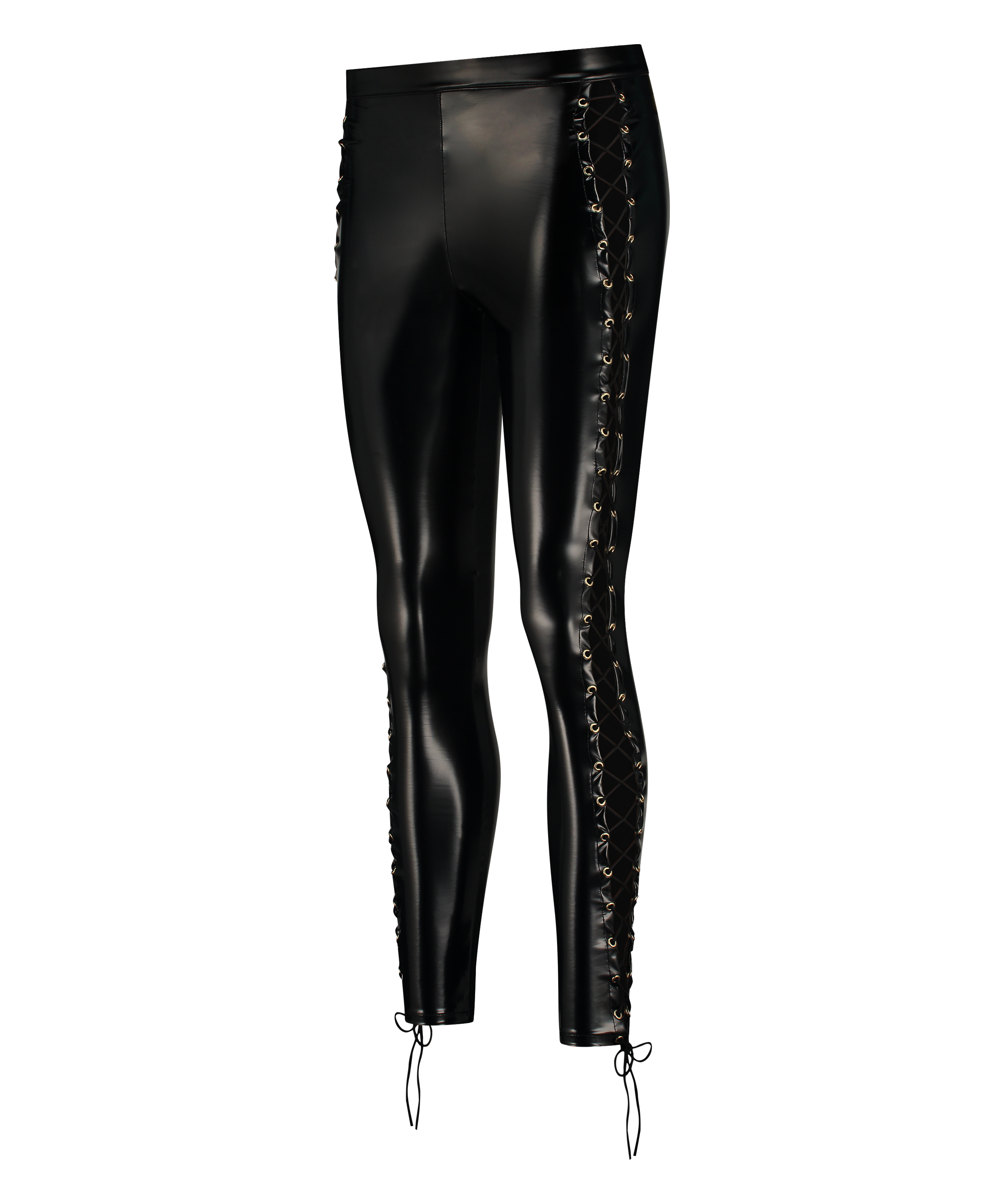 Legginsy ze sznurowaniem, Czarny, main
