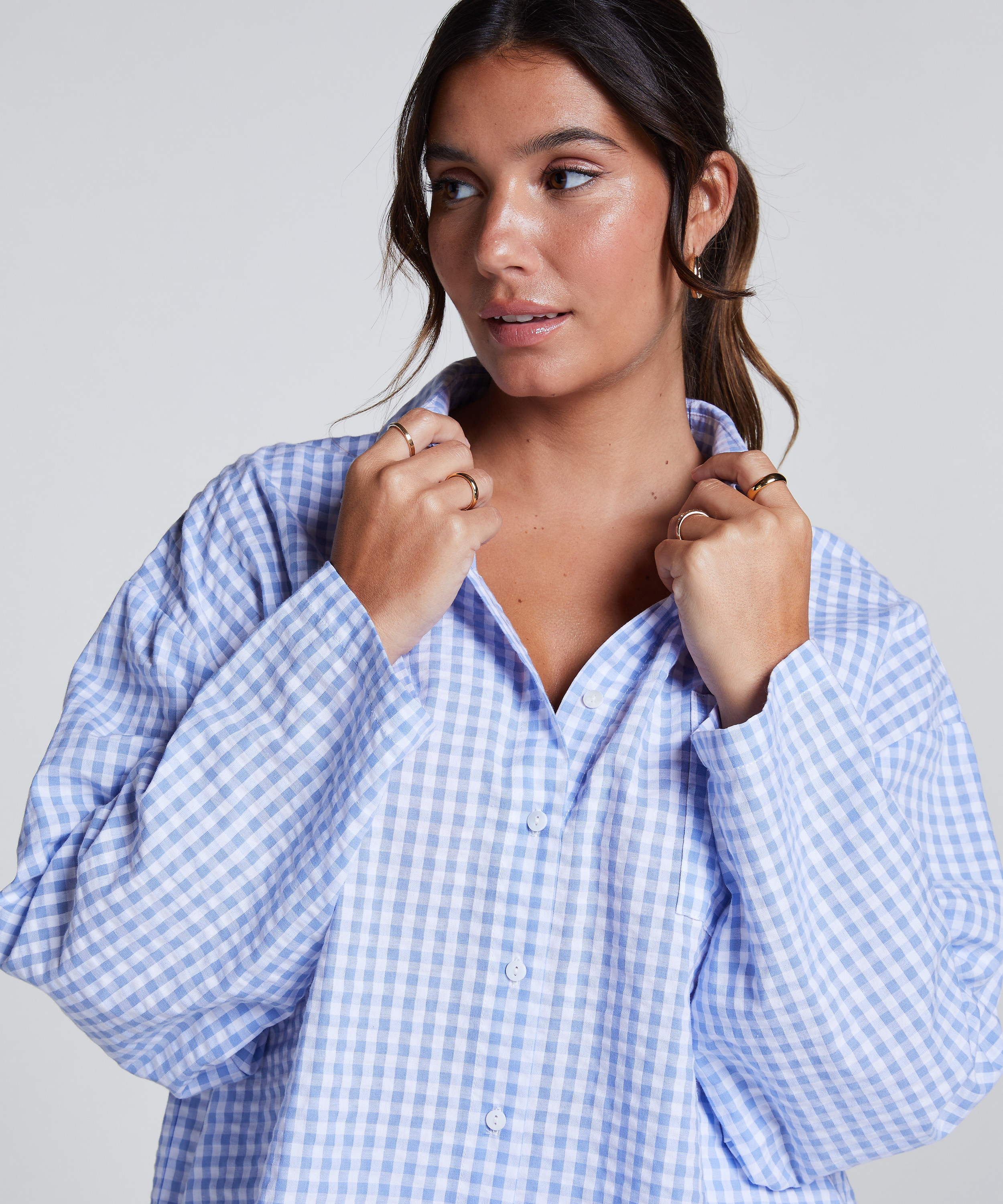 Bawełniana góra od piżamy, Niebieski, main