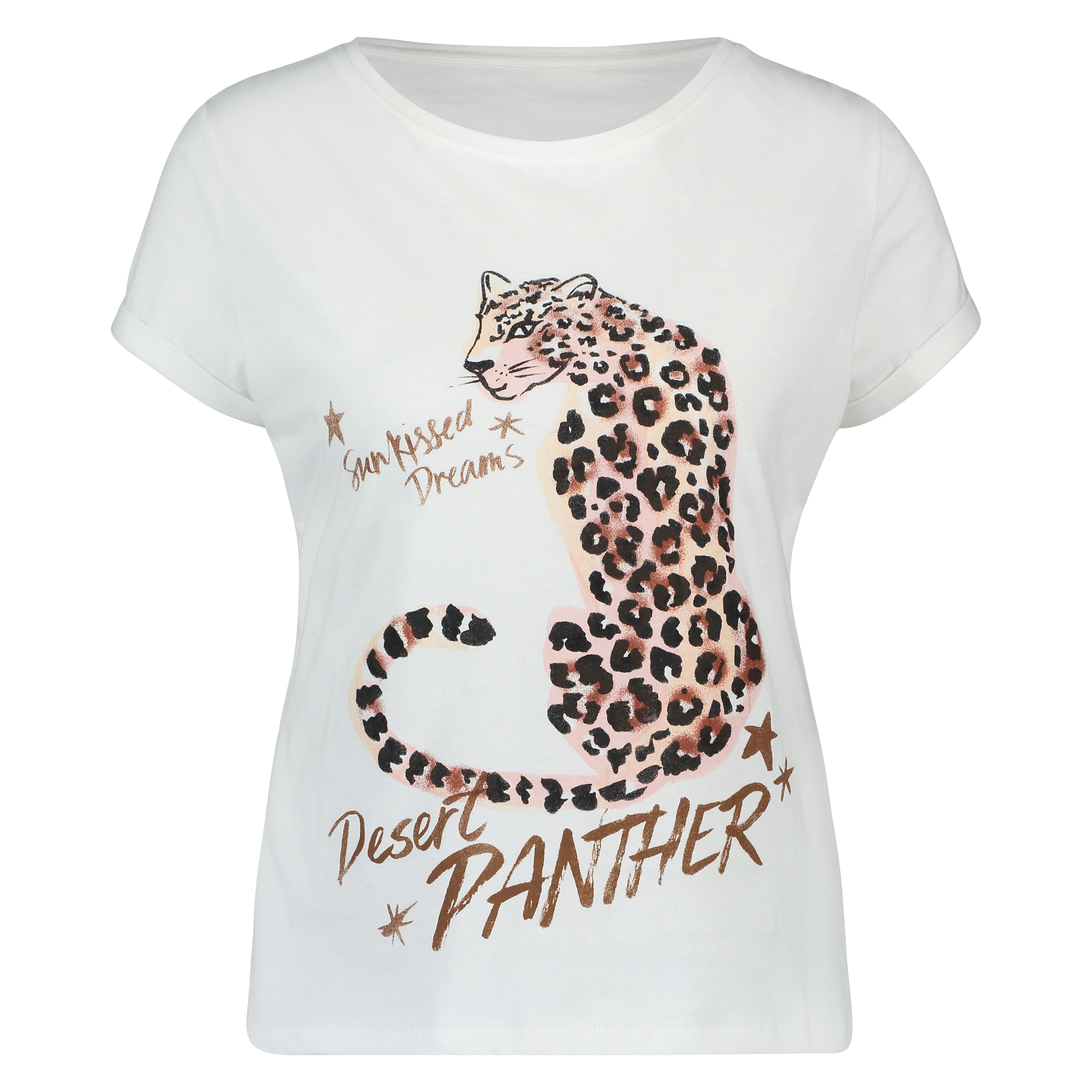 Góra od piżamy z krótkim rękawem, Biały, main