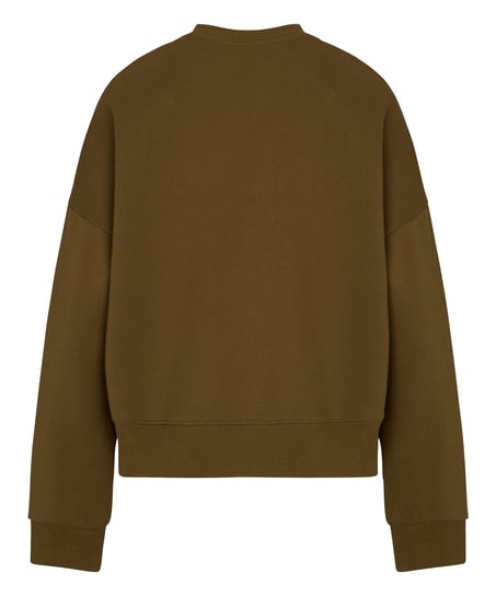 Bluza z Okrągłym Dekoltem z Czesanej Dzianiny Dresowej, Zielony