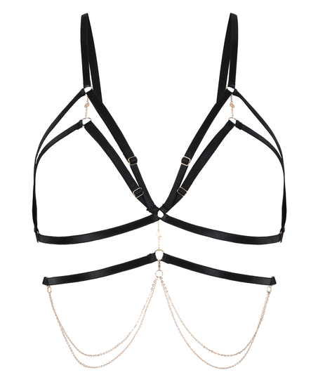 Chain Top Bralette, Czarny
