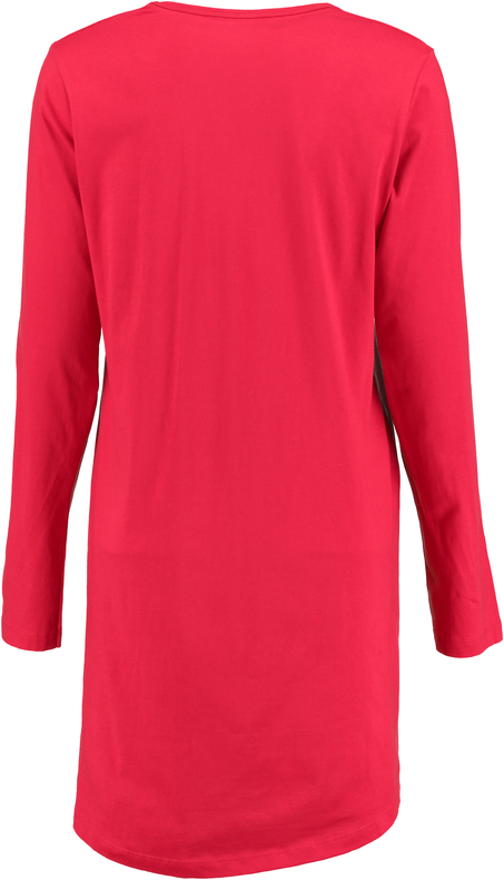 Nightshirt round neck long sleeves, Czerwony