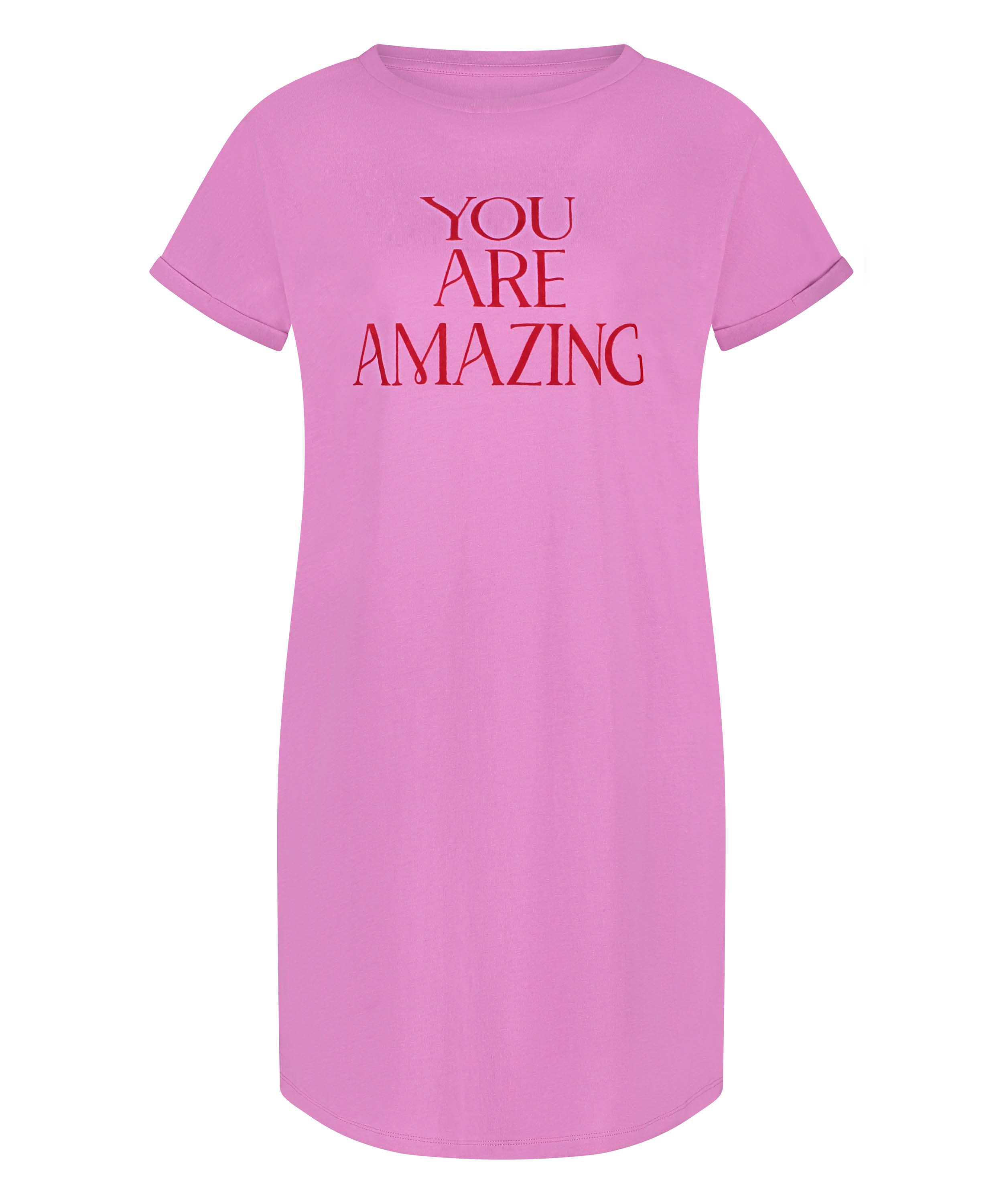 Koszula nocna z okrągłym dekoltem, R&oacute;żowy, main