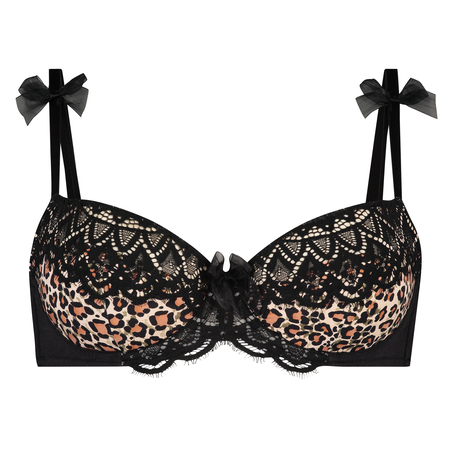 Gigi Padded Underwired Bra Animal Print, Czarny