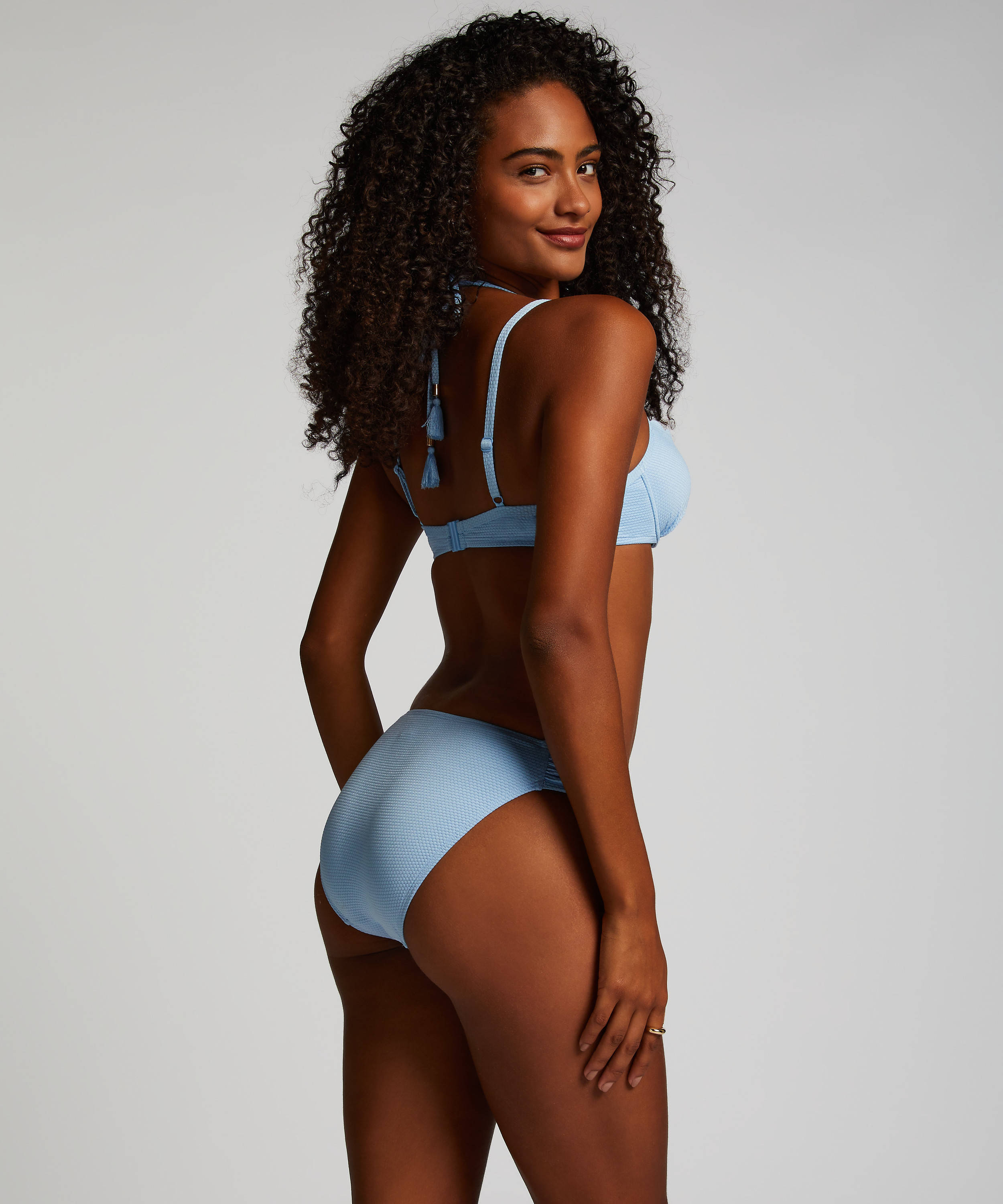 Usztywniany top bikini z fiszbinami Scallop, Niebieski, main