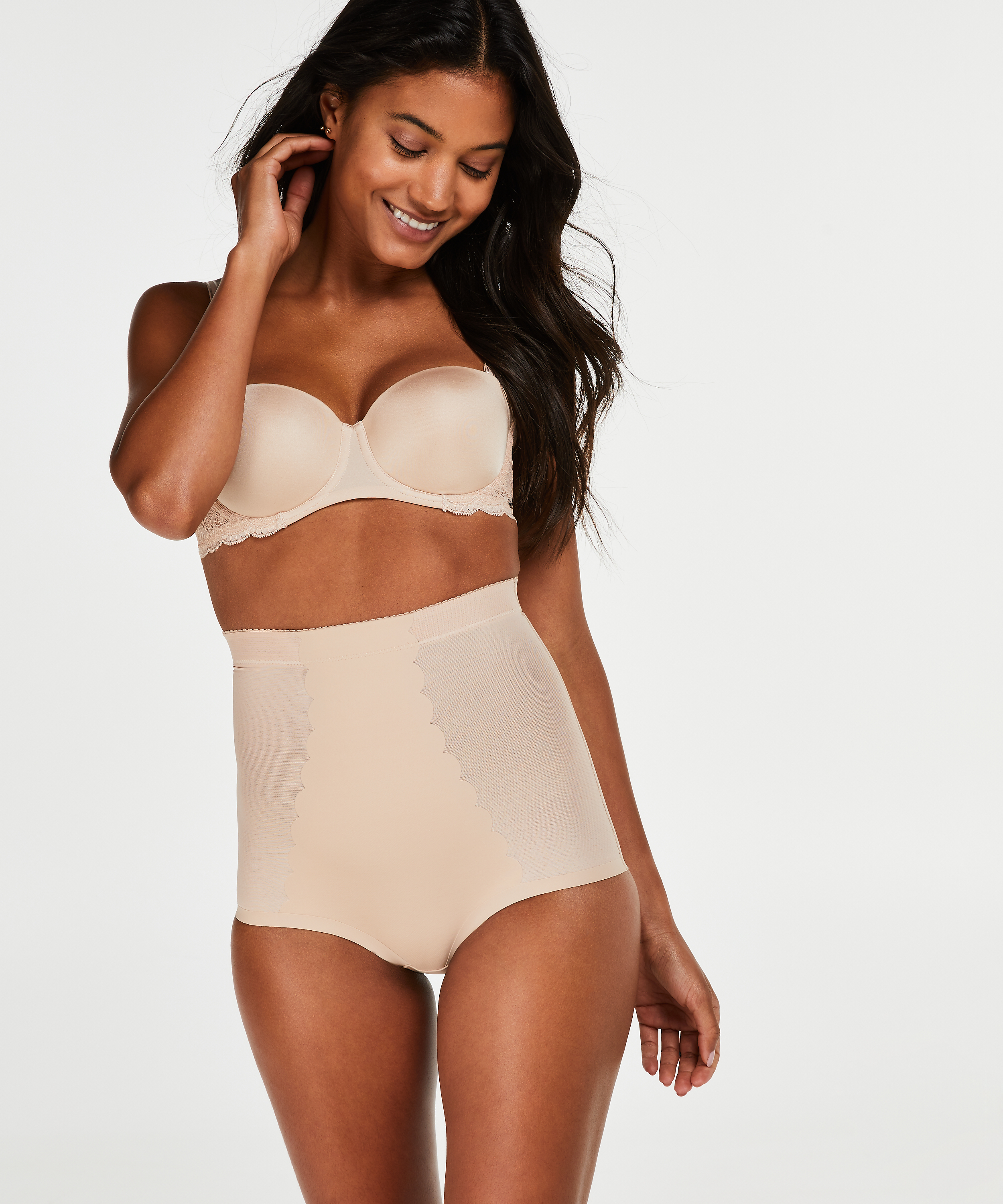 Sculpting scallop high waisted brief - Level 3, Beżowy, main