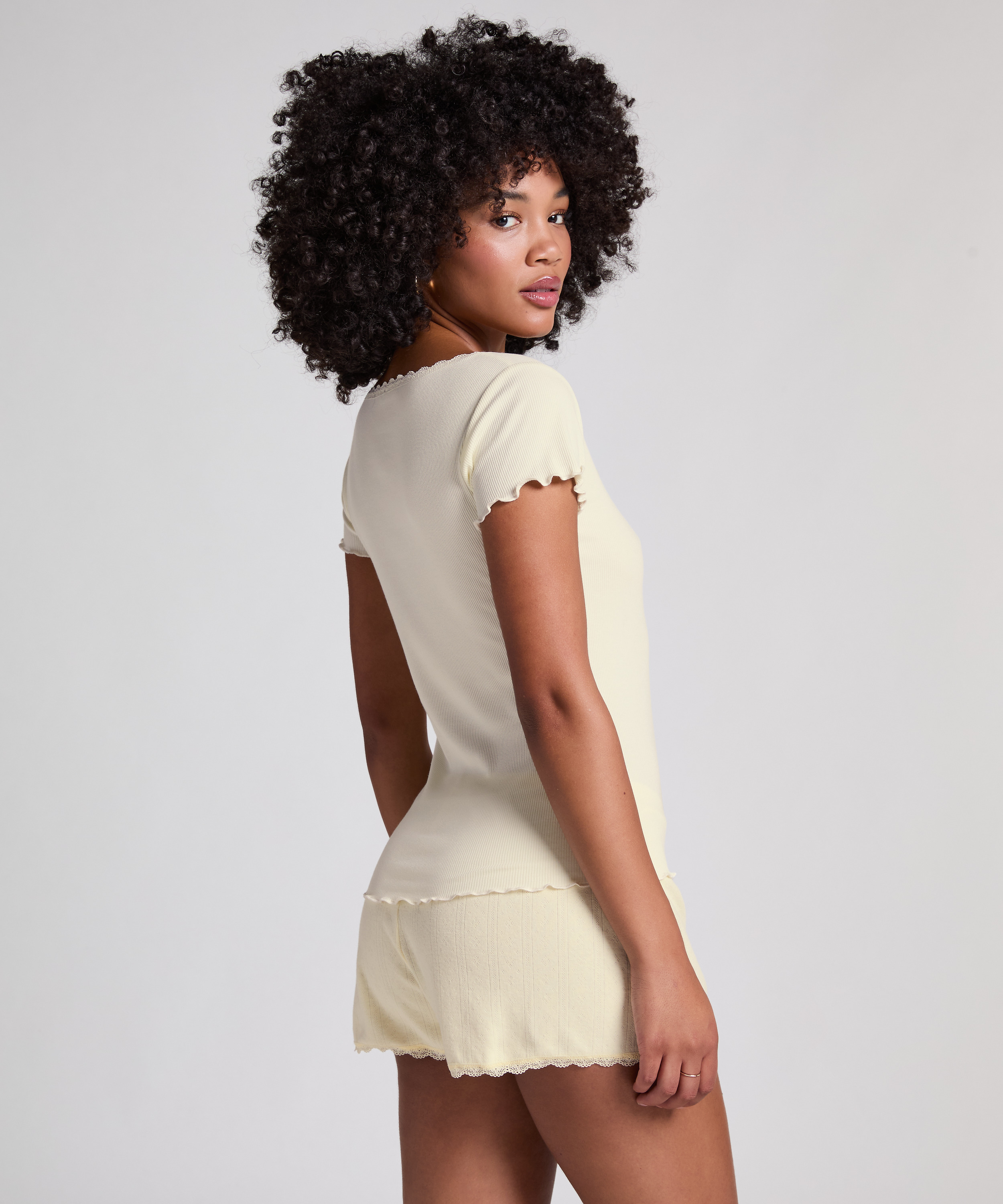 Top z dżerseju Rib, Żółty, main