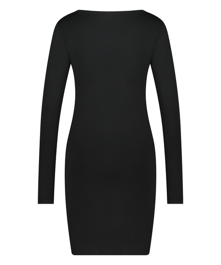 Nocna koszula Henley, Czarny