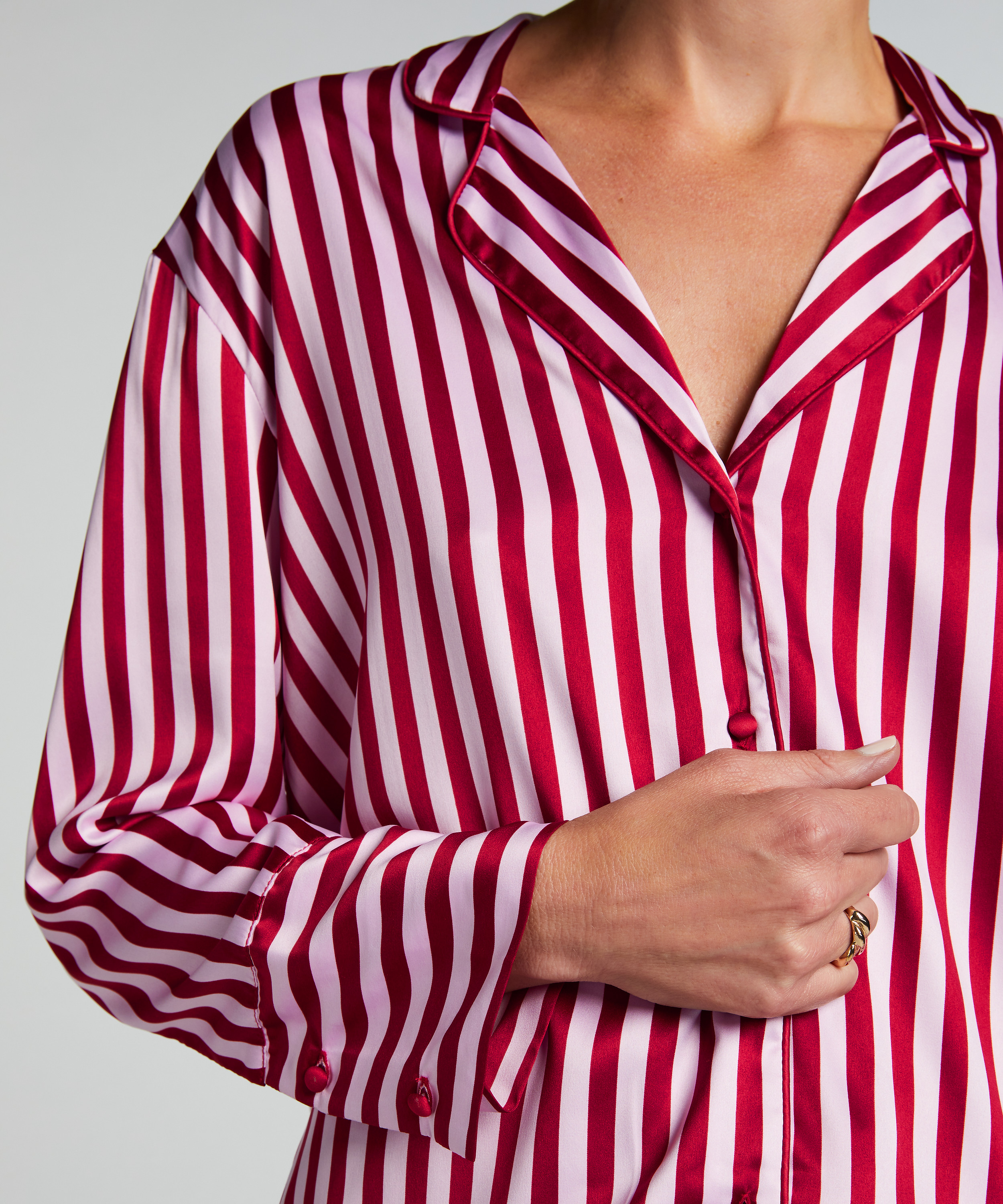 Kurtka z satyny z długimi rękawami, R&oacute;żowy, main