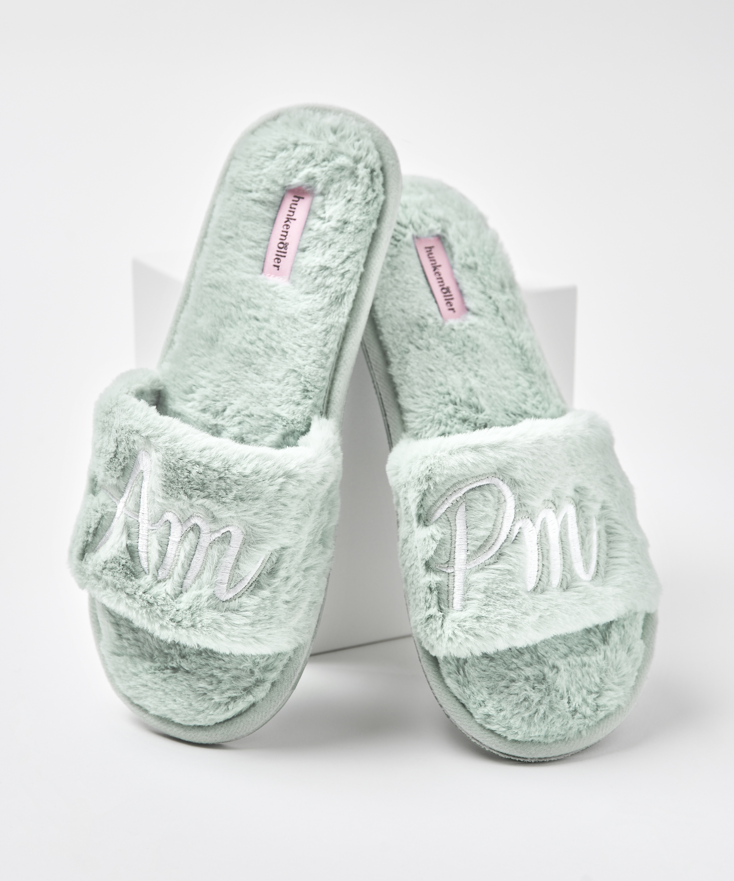 Fake Fur Home Slippers, Zielony, main