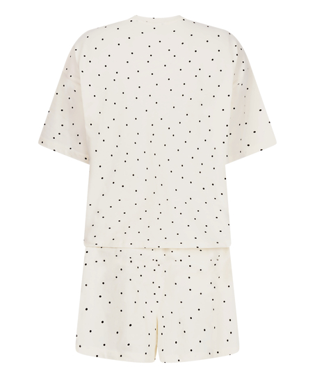 Zestaw Piżamowy Cotton Jersey Kr&oacute;tki, Biały