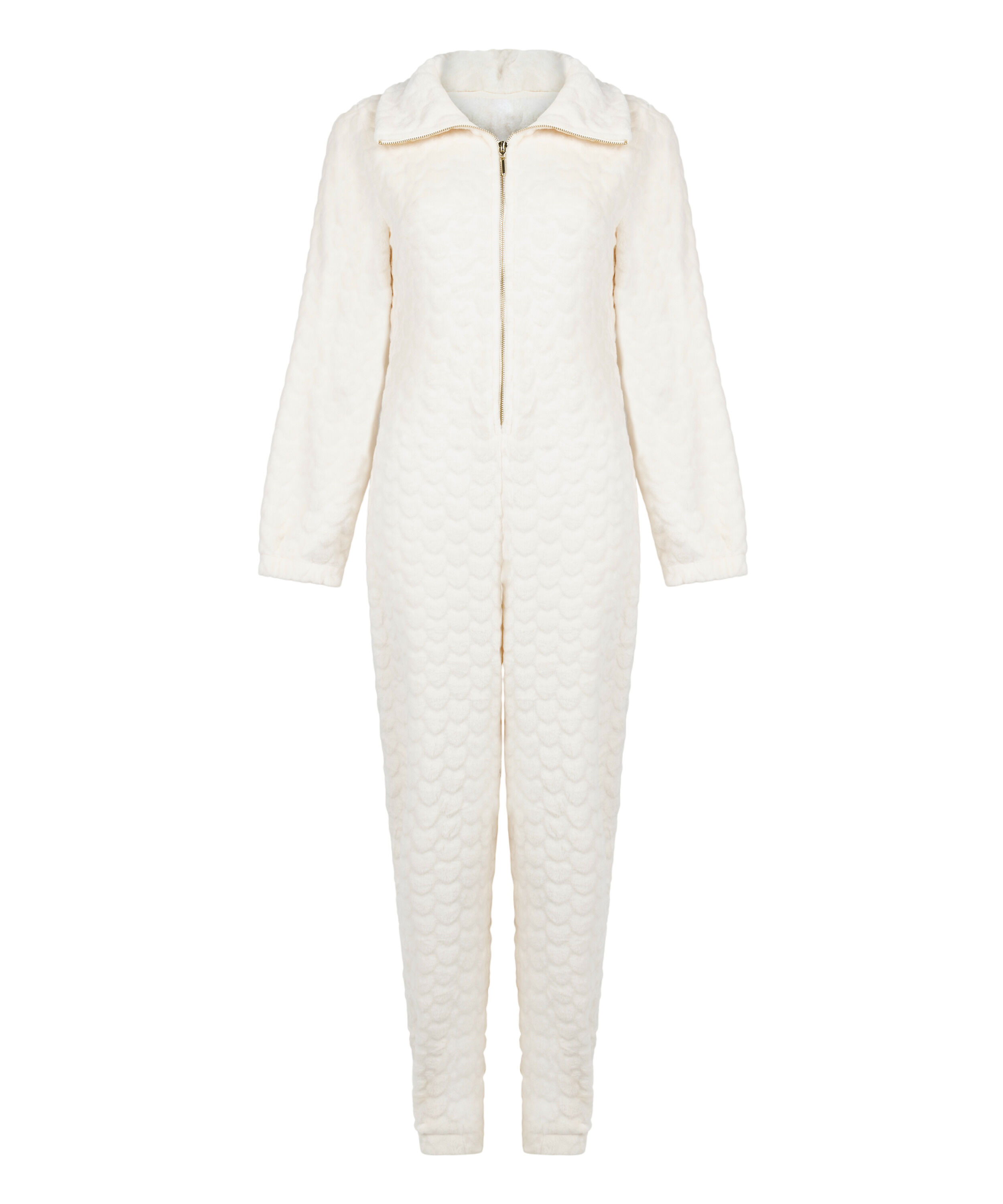 Onesie ze wzorem warkoczy z zamkiem błyskawicznym, Biały