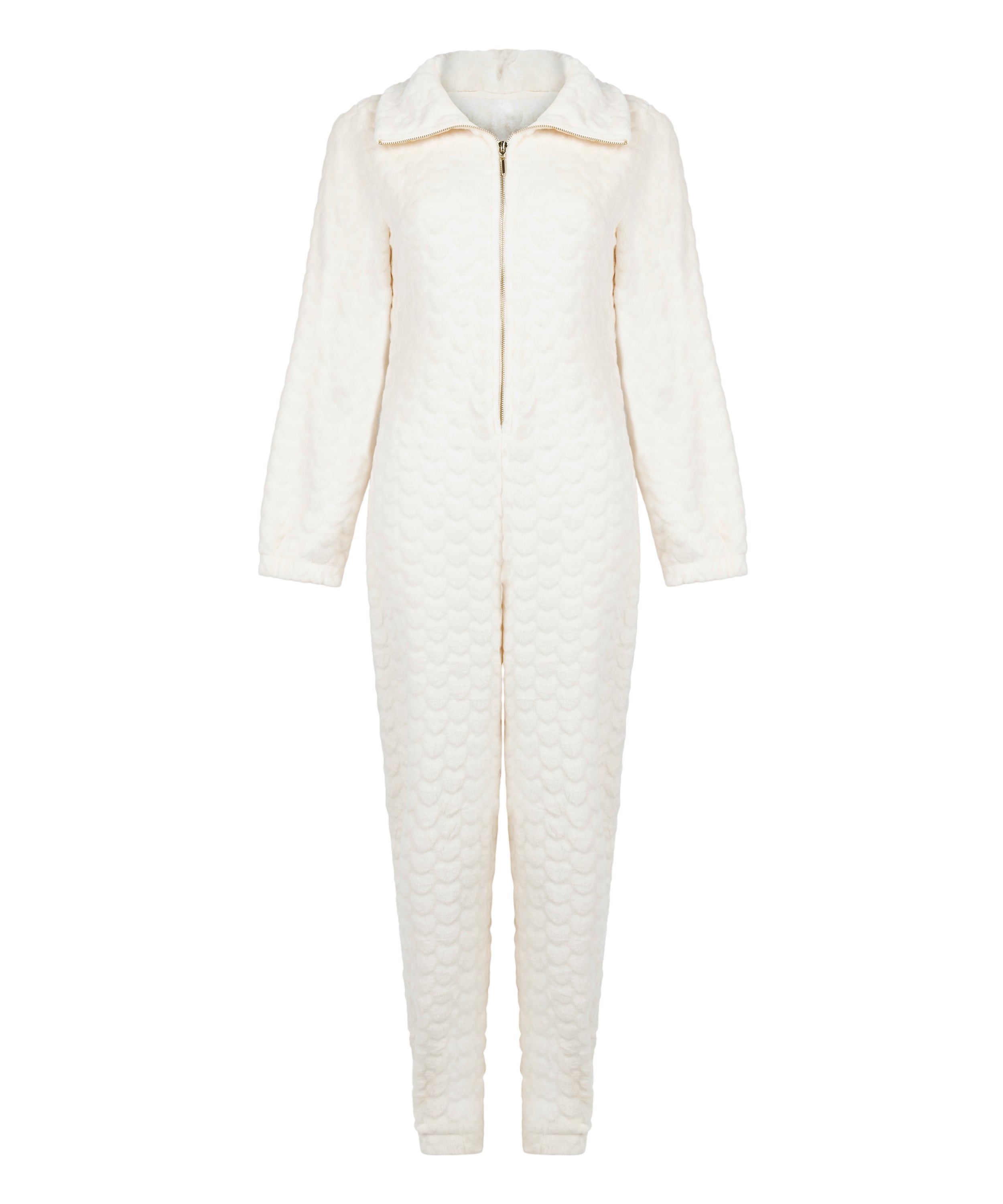 Onesie ze wzorem warkoczy z zamkiem błyskawicznym, Biały, main