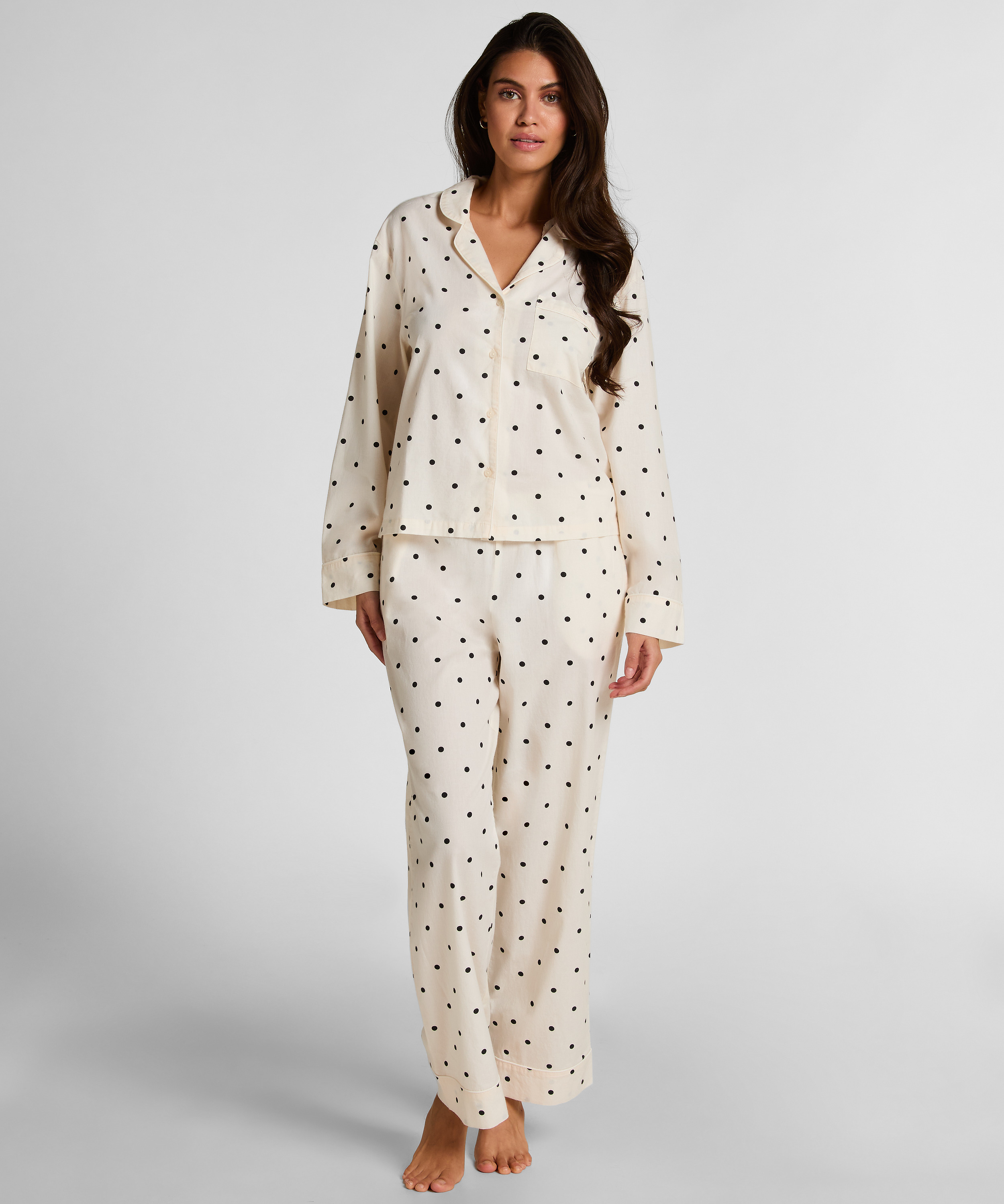 Bluza bawełniana w groszki, Biały, main