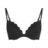 G&oacute;ra od bikini push-up z fiszbinami, z falowanym brzegiem, miseczki A &ndash; E, Czarny