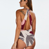 Print Game high leg swimsuit, Różowy