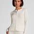 Kardigan z Prążkowanego Jerseya, Biały
