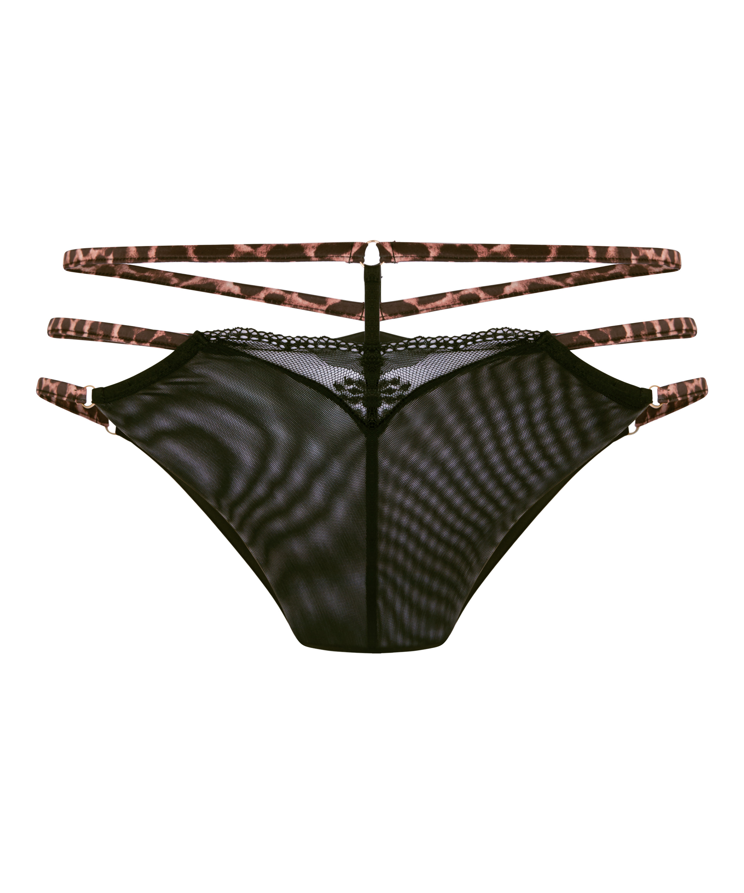 Brazylijskie Stringi z Otwartym Krokiem Tasha, Czarny, main