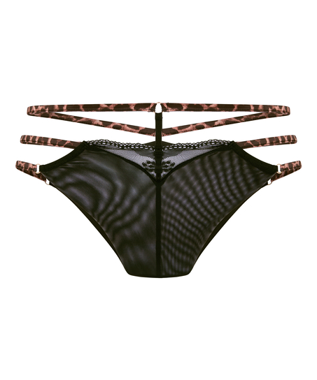 Brazylijskie Stringi z Otwartym Krokiem Tasha, Czarny