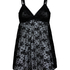 Babydoll Darcy z Kwiatowej Koronki, Czarny