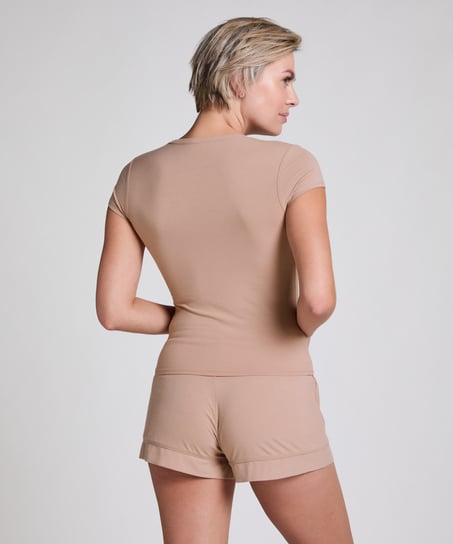 Top od piżamy Rib Essential, Beżowy