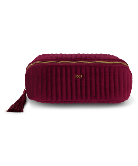 Velvet Make-Up Bag, Czerwony