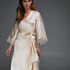 Silk Lace Kimono, Beżowy