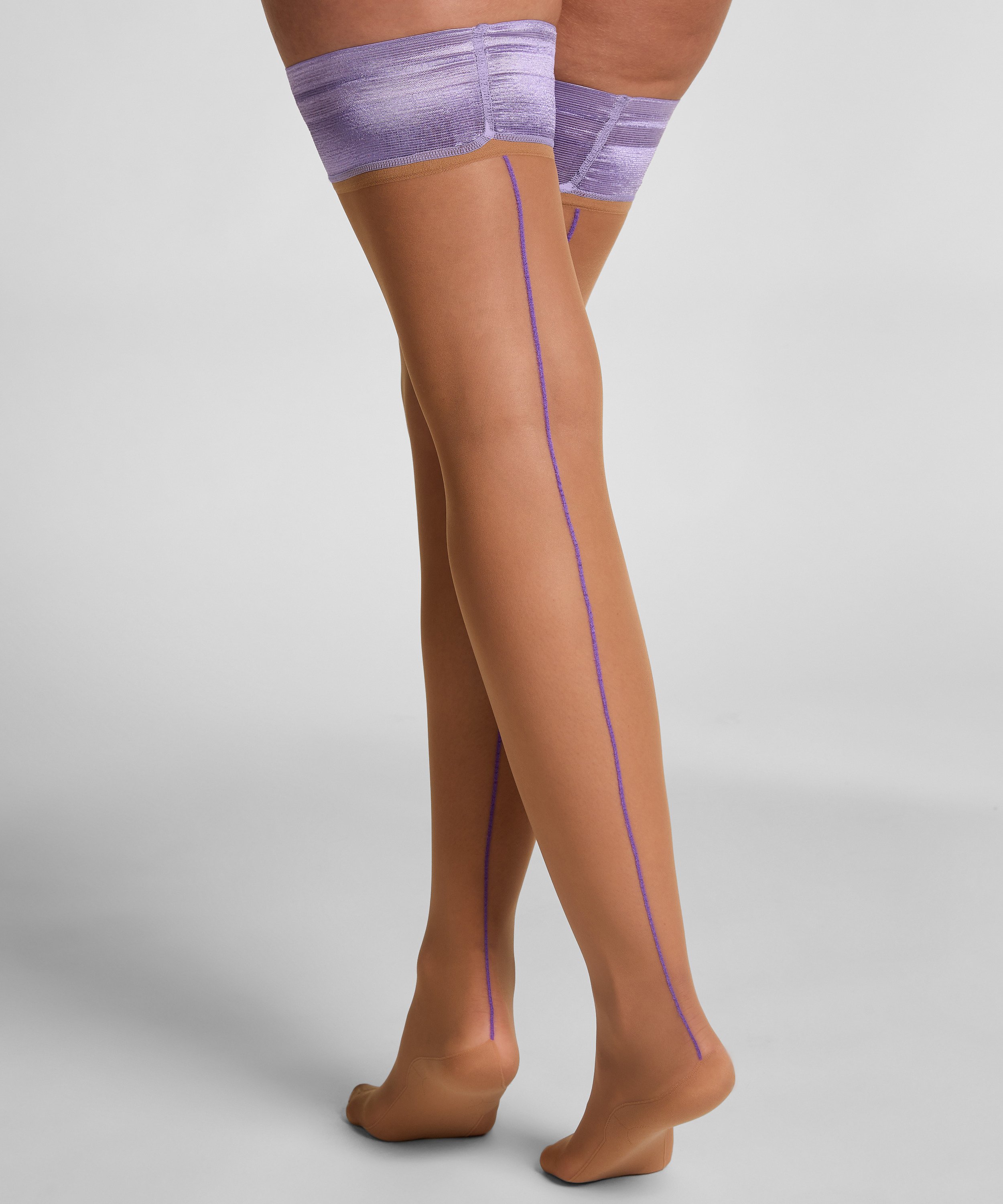 Pończochy Samonośne 15 Den Backseam, Fioletowy, main