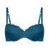 Biustonosz usztywniany z fiszbinami Lace & Shine, Niebieski