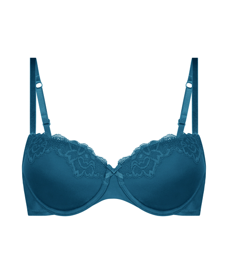 Biustonosz usztywniany z fiszbinami Lace & Shine, Niebieski