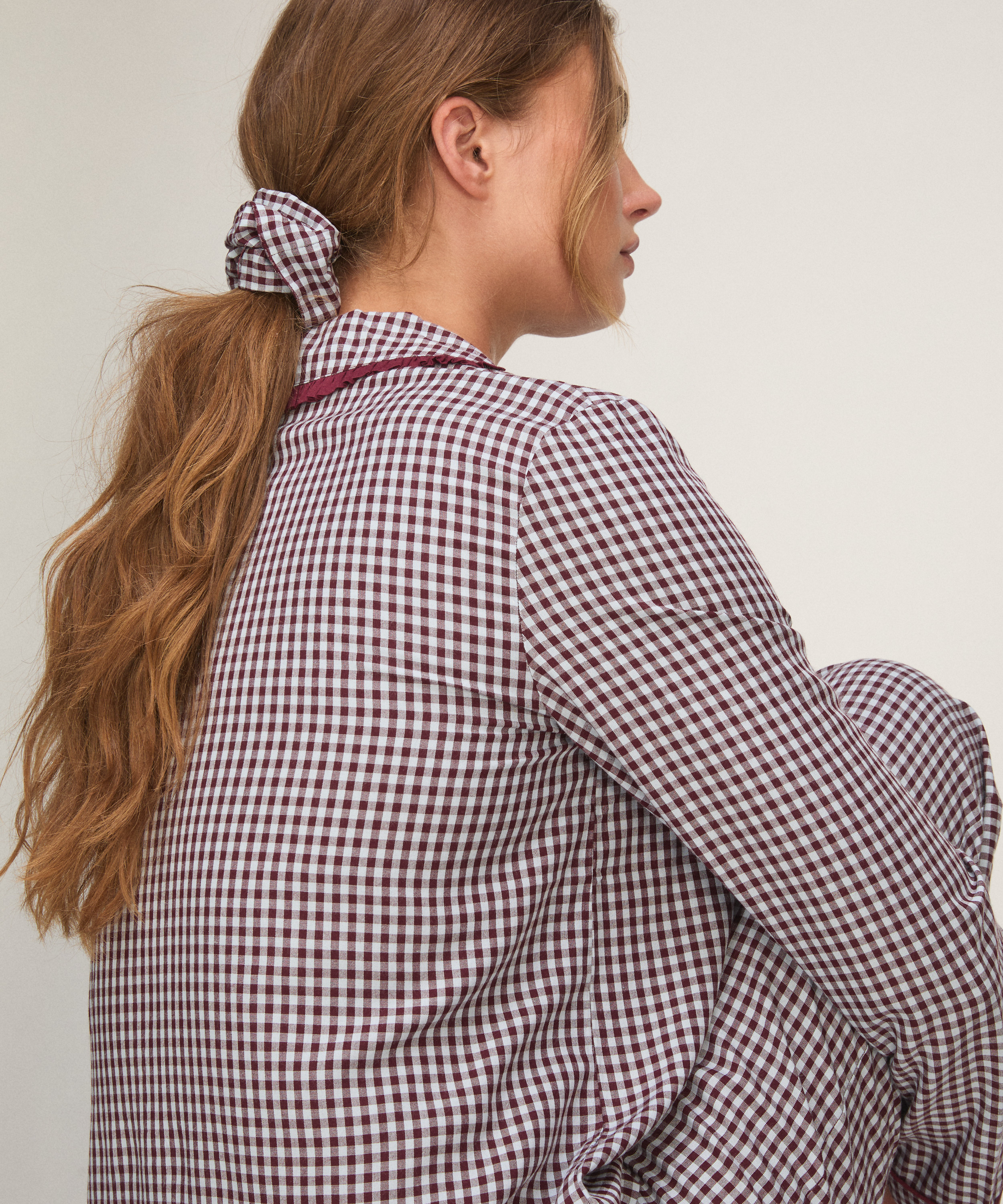 Pyjama Set Poplin Ruffle, Fioletowy, main